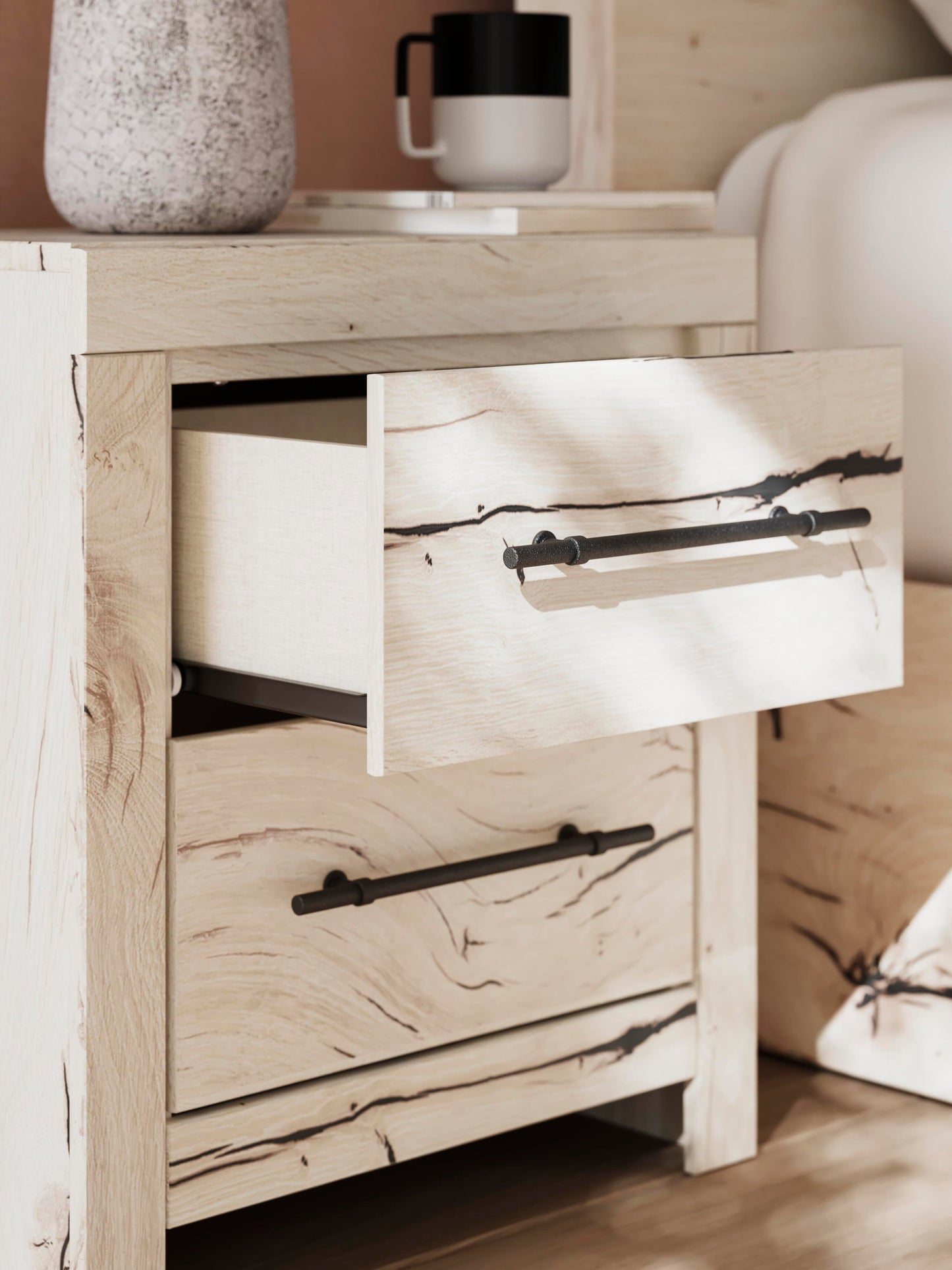 Lawroy King Panel Storage Bed, Dresser, Mirror, Chest and Nightstand