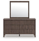 Pamytta King Upholstered Panel Bed, Dresser, Mirror and Nightstand